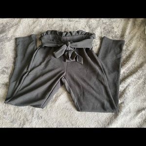 High waist stretchy pants with tie